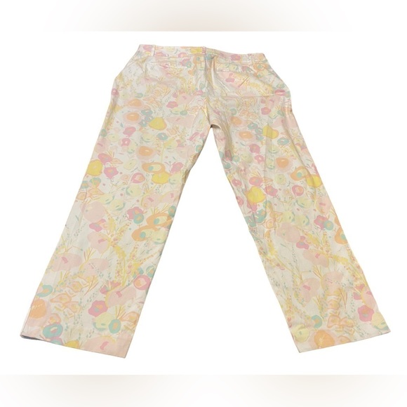 Talbots Perfect Crop floral and white, size 12, button detail on ankle. - Picture 4 of 14